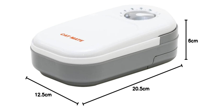 Cat Mate C100 Single Meal Automatic Timer-Controlled Pet Feeder - Suitable for Cats and Small Dogs, For Wet or Dry Food, up to 400 g capacity, White Cat Mate C100 Single Meal Automatic Pet Feeder One Size - PawsPlanet Australia