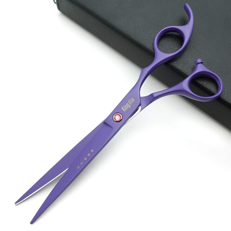 7.0in. Matt Purple Professional Pet Grooming Scissors Set,Straight & Thinning & Curved Scissors Set with Comb,case,A429 7 inches 7 Inches Purple Set