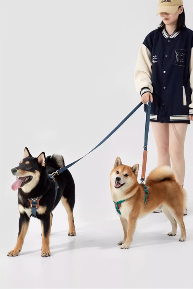Nylon Vegan Leather Adjustable H-Shape Dog Harness (Dark Blue, L) Dark Blue - PawsPlanet Australia