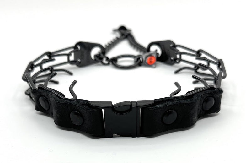 Herm Sprenger Prong Collar for Dogs Training – Quick Release Buckle & Swivel Ring for Easy Use – Made of Durable Black Stainless Steel in Germany– 2.25mm Prongs for Small Dogs with 14-19" Neck Small/Medium (14-19" Neck, 2.25mm Links) - PawsPlanet Australia