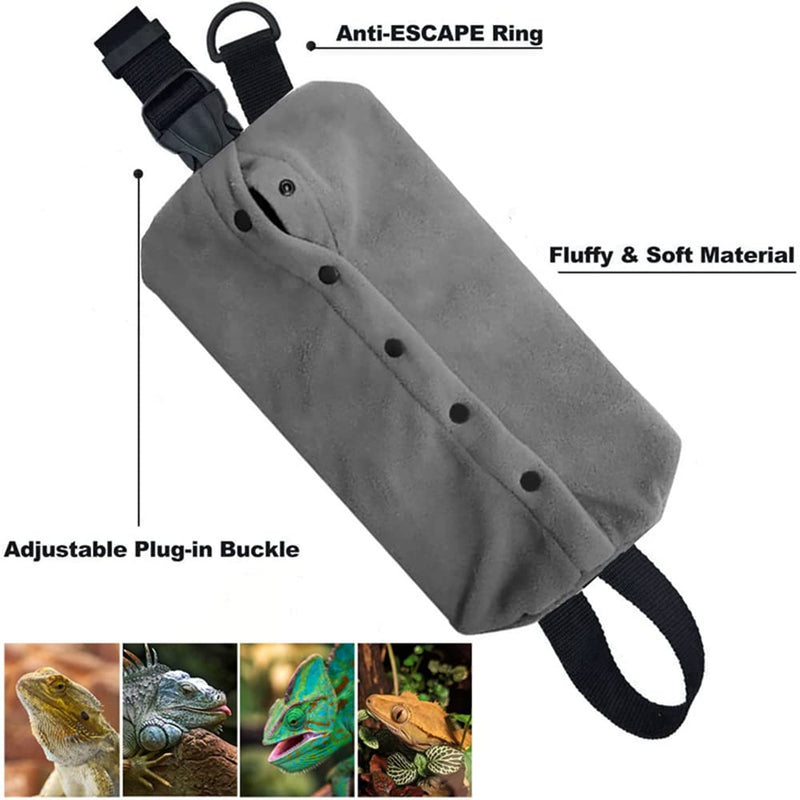 Bearded Dragon Carrier - Adjustable Soft Bearded Dragon Travel Sling Reptile Carrier Chest Bag for Lizard Snake Hedgehog Gecko Small Animals Outdoor Walking Accessories (XL,Grey) XL Grey - PawsPlanet Australia
