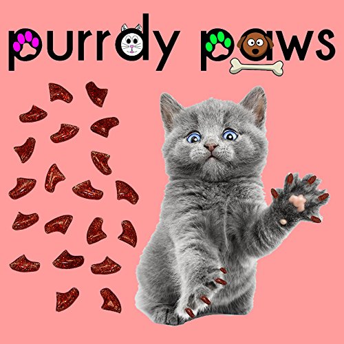40 Pack Soft Nail Caps for Cat Claws Ruby RED Glitter Medium - PawsPlanet Australia