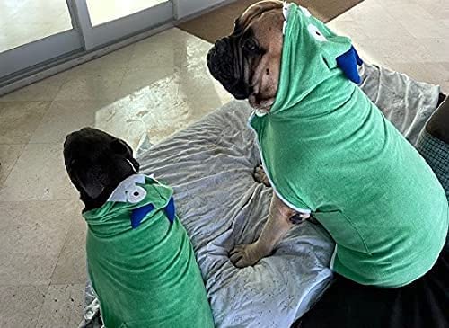 BoxDog Wearable Microfiber Dog Towel with Monster Hoodie | Soft Dog Bathrobe (x-Large) X-Large Green Monster - PawsPlanet Australia