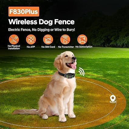 Wireless Dog Fence, GPS Dog Collar Fence System with 3 Warning Modes, Rechargeable Wireless Fence for Dogs