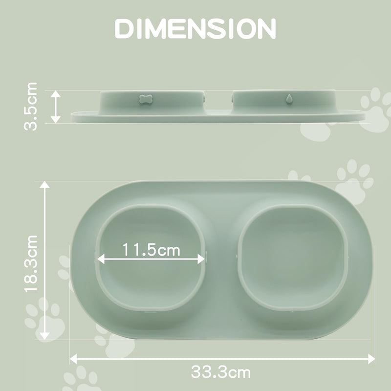 Dog Food Bowls Pet Bowls & Dog Water Bowls with No-Spill and Non-Skid, Feeder Bowls with Dog Bowl Mat for Small Medium Large Size Dogs Cats Puppy Pets, Dog Dishes (Green) Green - PawsPlanet Australia