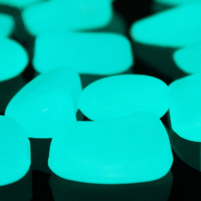 100pcs Glow in The Dark Fish Tank Aquarium Rocks,Glow Stones,Fish Tank Gravel Rocks, Glowing Pebbles Luminous Stones for Outdoor Garden Gift Decoration, 305g/0.67lbs, 4/5''-1 1/2'' (Blue Green) Blue Green - PawsPlanet Australia