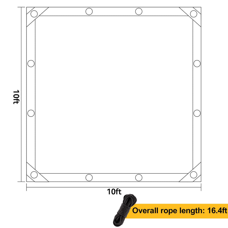 95% High Density Dog Kennel Shade Cover- 10 x 10ft Upgrade Mesh Shade Panel with Grommets- Dog Cage Sunblock Shading Cloth Net Mesh Tarp with Rope for Outdoor Dog House Large Pet Crate Chicken Coop 10x10ft