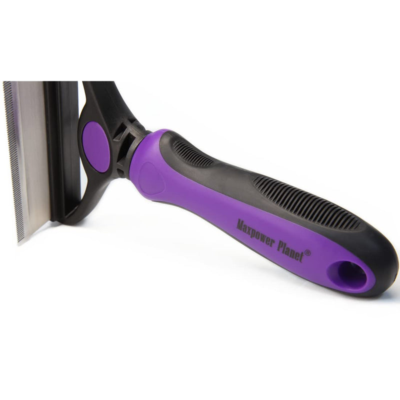 Maxpower Planet Cat Brush Deshedding and Dematting Tool for Dogs Double Sided Undercoat Rake Removes Loose Hair Large Purple - PawsPlanet Australia