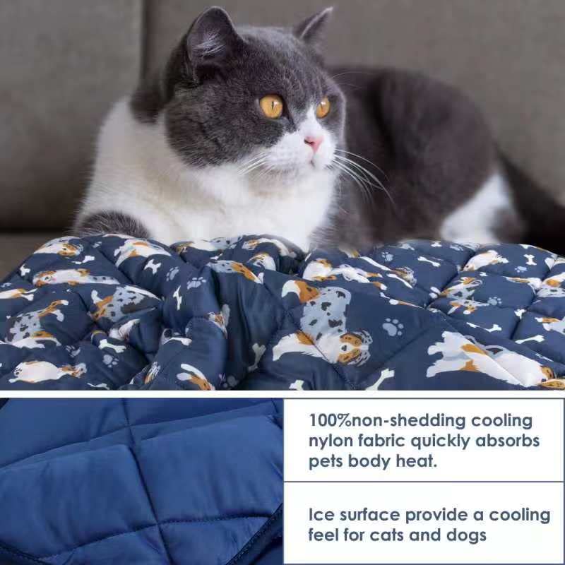 Dog Cooling Mat, Premium Lightweight Pet Cooling Blanket Bed Cover for Dogs, Cat, Puppies | Ice Silk Cool Pad for Dogs Furniture Protector | Machine Washable Pet Blanket, 40''x55'' Large Blue - PawsPlanet Australia