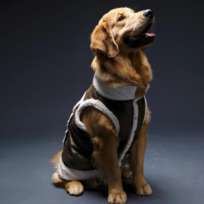 Marley Dog & Cat Vest – Brown Pet Jacket with Button Closure, Soft and Warm Winter Pet Apparel (06) 06
