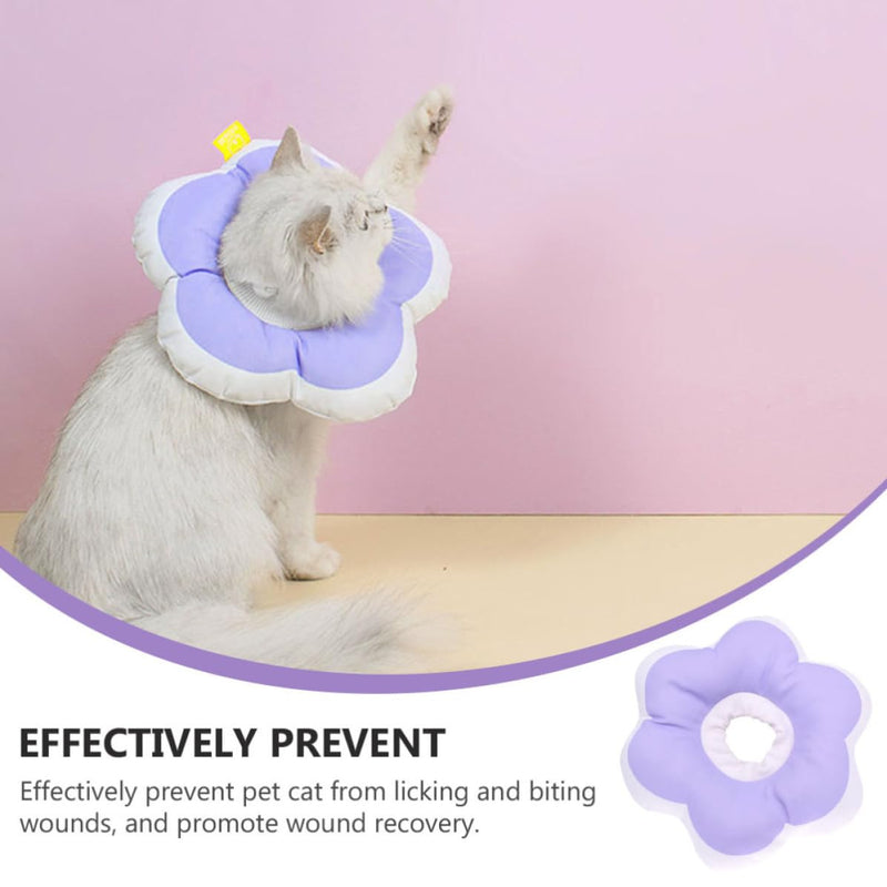 SOLUSTRE Soft Cat Protective Collar made of PP Cotton, Violet. Prevents licking and picking at wounds. Durable and protective collar for pets after surgery.