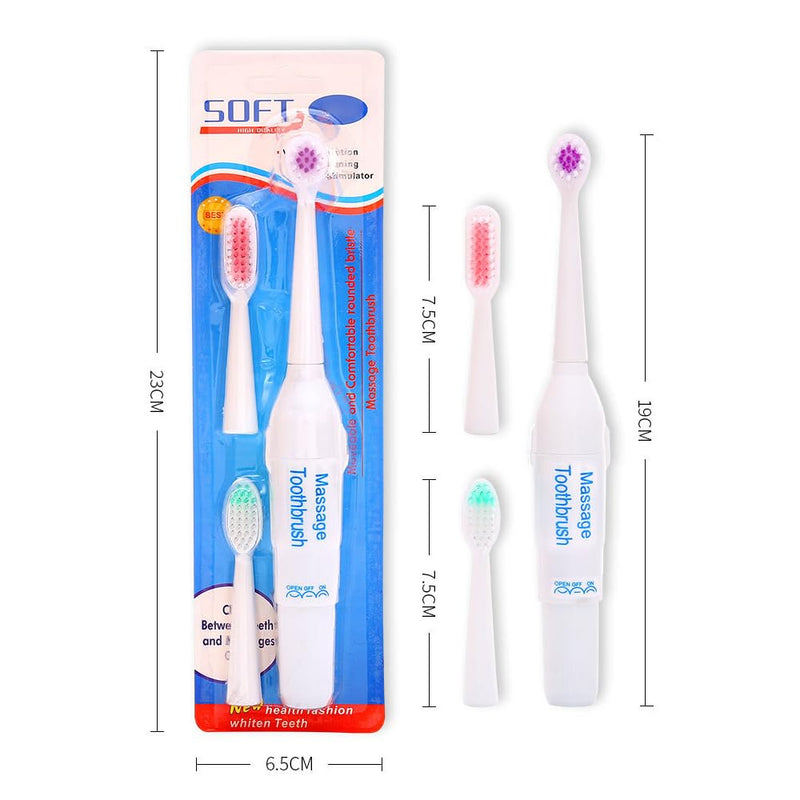 Electric Toothbrush for Dogs, 3 Replaceable Brush Heads for Pet Dental Care | AA battery powered, soft bristles, remove plaque & tartar, dog teeth cleaning brush