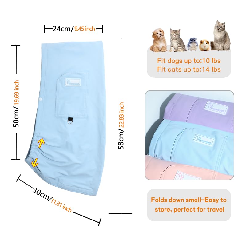 Dog Sling Carrier – Ice Silk Dog Slings for Small Dogs up to 10 lbs, Breathable Dog Carrier Sling with Adjustable Safety Strap & Buckle, Portable Cat Sling Carrier (Blue) Blue - PawsPlanet Australia