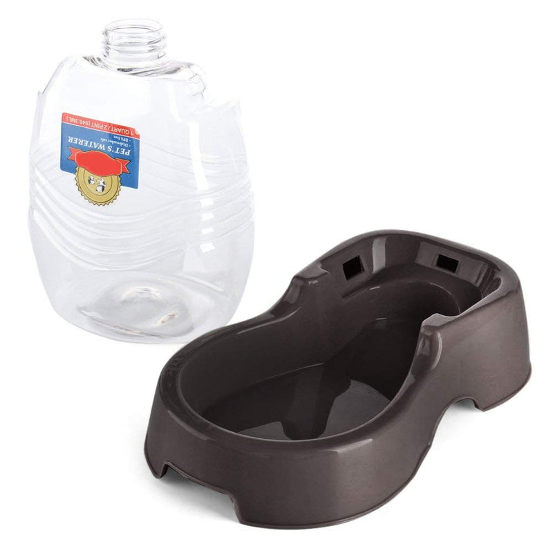 Flexzion Pet Water Dispenser Station, Beige Auto Replenish Gravity Waterer Drinking Fountain Bottle Bowl Dish Portable Stand for Small Dog Cat Animal 3/8 Gallon (1.5 liter) Black - PawsPlanet Australia