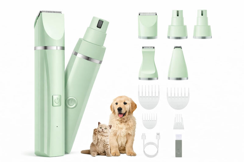Deluxe 16-Piece Pet Grooming Kit with Carry Bag -Kit for Dogs & Cats – Quiet Clippers, Nail Grinder & Brushes