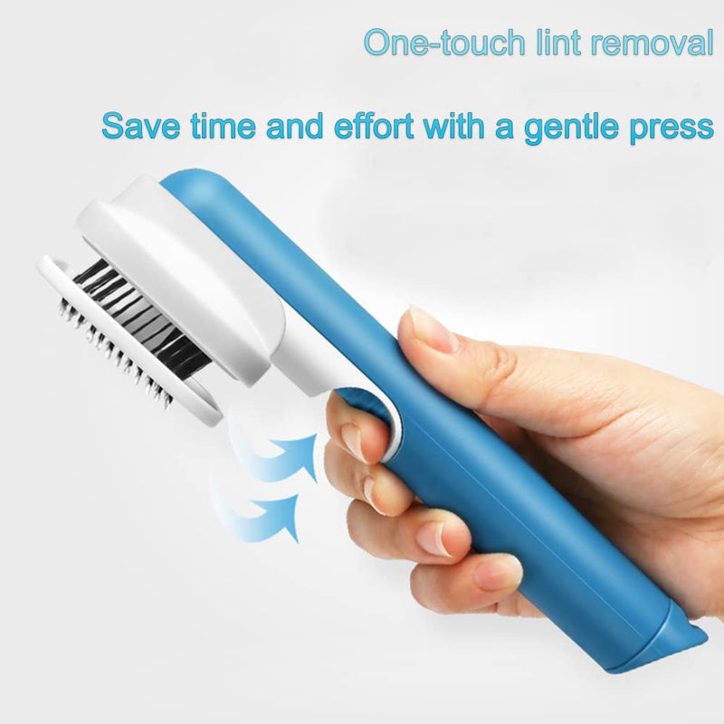 Pet Grooming Brushes Self-Cleaning Slicker Brush and Massage Brush for Dogs and Cats Long or Short Hair Removes Loose Undercoat Soft Combs Pet Supplies (Round Comb, BLUE) Round Comb, BLUE