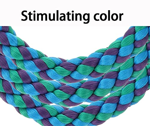 2Pcs 11.8’’Bird Rope Perches,Bendable Climbing Standing Chew Cage Toys Unique&Simulate Natural Color Bungee Toys for Small to Regular Size Birds green,purple,blue 11.8''x2