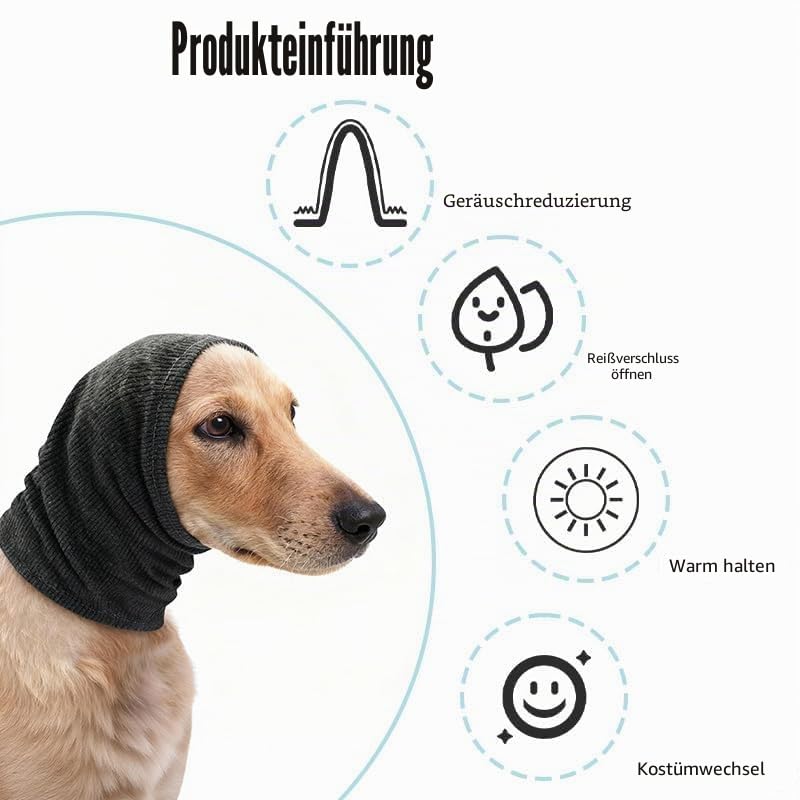 Ear Muffs Dog Noise Protection Cuffie Per Cani Anti-Noise Ear Protection Dog Calming Aid Ear Protection Dog Scarf for Dogs Stay Warm, Grey, L