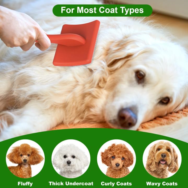 ACE2ACE Dog Slicker Brush, Doodle & Poodle Grooming Brush with Stainless-steel Comb, Large Dog Brush for Goldendoodles, Labradoodles, Golden Retriever and Poodles to Remove Tangles, Undercoat & Mats Orange