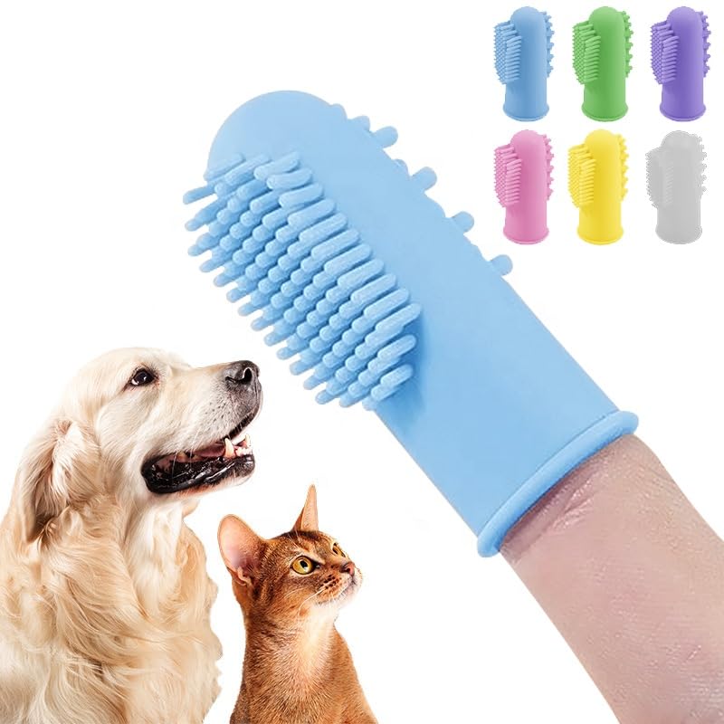 Pet Grooming Kit - 6 Silicone Finger Brush + Bath Brush with Dispenser - For Dogs and Cats - PawsPlanet Australia