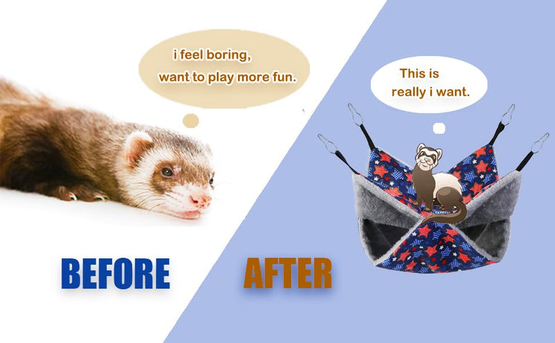 Guinea Pig Hideout Toys Ferret Hammock Rat Hammock Large,Small Animal Chinchilla Bed for Hamster Tunnel Squirrel Sugar Glider Cage Accessories Set Hanging for Hide,Single Hammock,Blue - PawsPlanet Australia