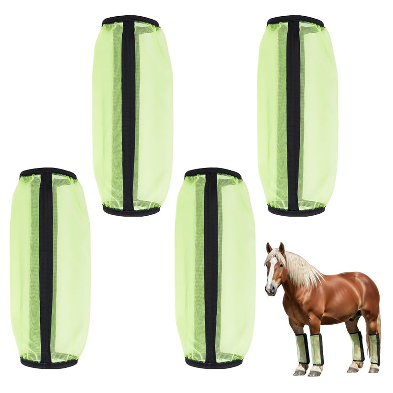 NBEADS 4 Pcs Fly Boots for Horses, Non-Slip Breathable Horse Fly Boots Mesh Horse Fly Leggings for Preventing Flies from Biting Horses Accessories, Green Yellow