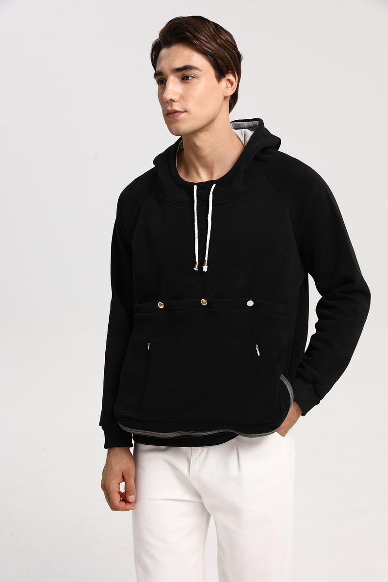 Unisex Cat Pouch Hoodie Long Sleeve Kitten Puppy Holder Hoodies Front Large Pouch Pet Carrier Sweatshirt Black XX-Large - PawsPlanet Australia
