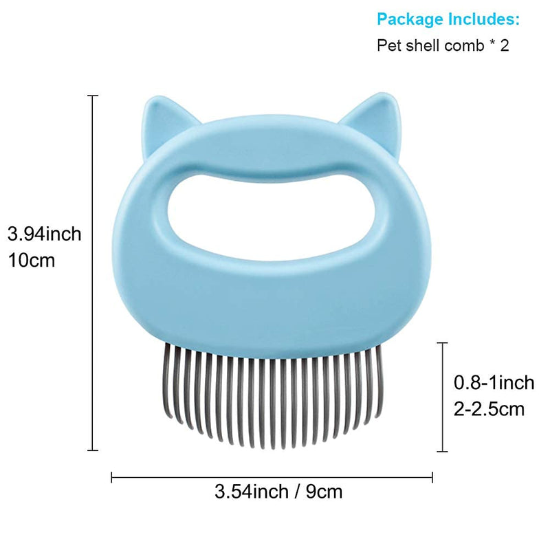 2 Pcs Cat Combs, Soft Fine Teeth Cat Hair Comb Pet Massage Comb, Short Long Hair Removal Massage Cat Shell Comb, Dog Cat Deshedding Brush Grooming Comb for Shedding Matted Fur, Knots & Tangles (blue) blue - PawsPlanet Australia