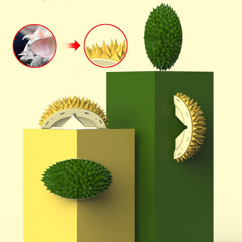 Katutude Cat Self Groomer, 2 Pcs Durian Shape Cat Grooming Brush Indoor Cat Corner Face Scratcher Wall Mounted Cat Massage Combs Gently Removes Loose Hair, Green 2 pieces - PawsPlanet Australia