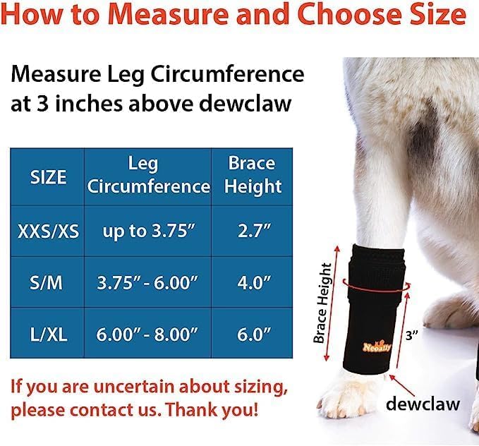 NeoAlly Dog Braces Front Leg Carpal Support Canine Wrist Braces with Safety Reflective Straps for Limping, Joint Pain, Lameness, and Loss of Stability from Arthritis (S/M Pair) S/M (1 Pair)