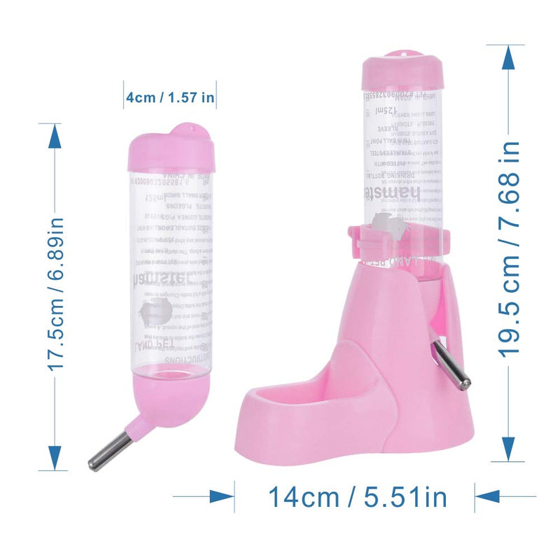 Guardians Hamster Water Bottle, Little Pet Automatic Drinking Bottle with Food Container Base Hut Hanging Water Feeding Bottles Auto Dispenser for Small Animals(125ml,Pink) 125ml Pink - PawsPlanet Australia