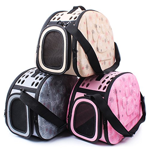 Foldable Pet Dog Cat Carrier Cage Collapsible Travel Kennel - Portable Pet Carrier Outdoor Shoulder Bag for Puppy Dog Cat Small Medium Large Animal (M, Beige) M - PawsPlanet Australia
