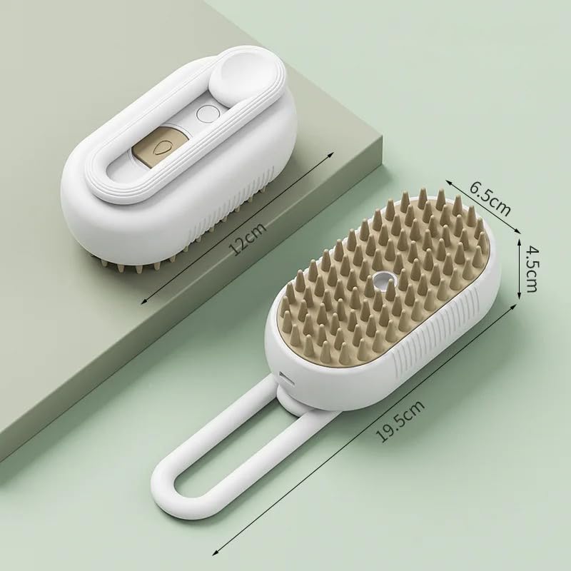 3 in 1 Cat Steam Brush for Shedding, Portable Anti-Static Grooming Comb for Cats & Dogs, Steam Misting Water Brush, Self-Cleaning Pet Hair Remover, Indoor Cat Spray Brushes for Cats & Dogs White - PawsPlanet Australia