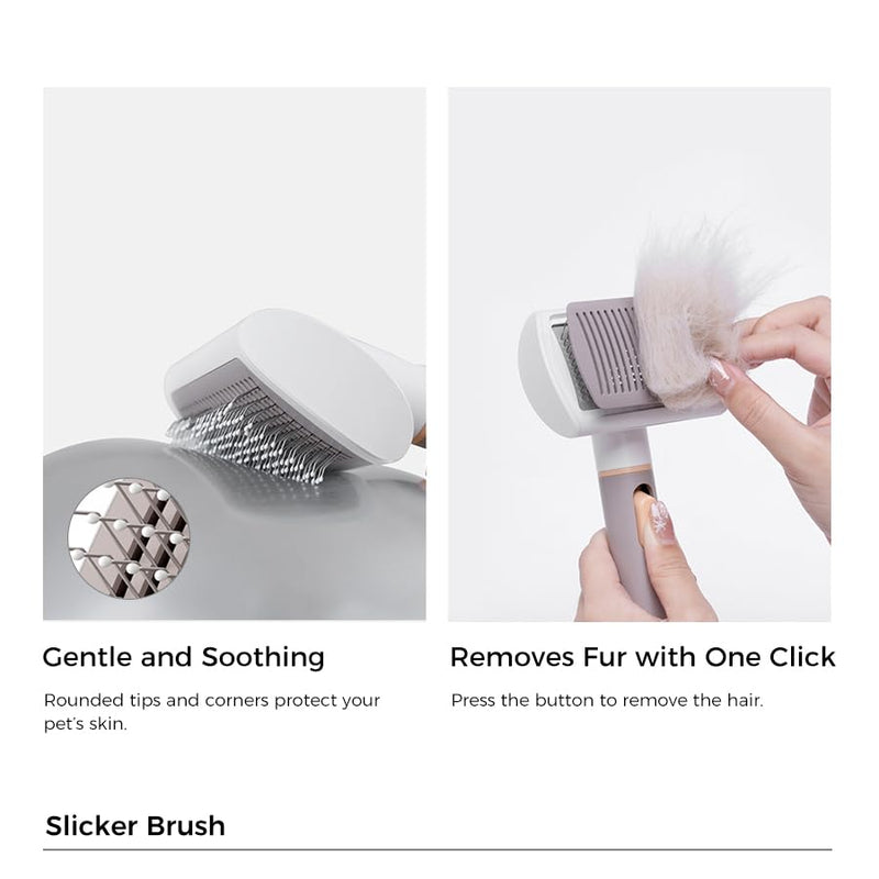 VOOCOO Self Cleaning Slicker Brush, A Complete Grooming Tool, Deshedding Undercoat and Hair Removal for Dogs and Cats, Safe and Gentle on Pets Skin, Easy Pet Hair Removal. - PawsPlanet Australia