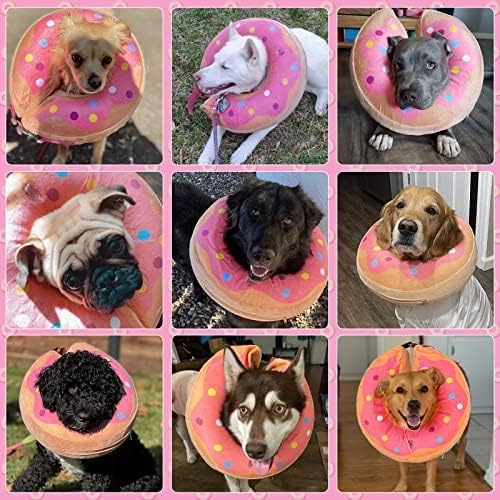 BINGPET Protective Dog Cone Collar,Soft Recovery Pet Cone for Dogs Cats,Washable Protective Recovery Collar for Large Medium Small Dogs,Inflatable Dog Cone,Adjustable Pet Recovery Cone After Surgery Donut Pink X-Large(Neck:17"-22") - PawsPlanet Australia