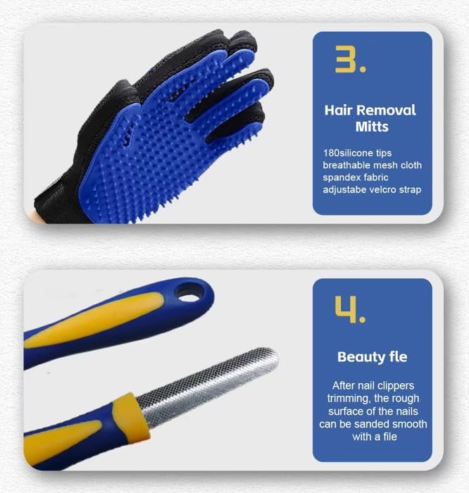 Professional 8-Piece Pet Grooming Kit for Dogs & Cats – Deshedding Brush, Nail Clippers, Scissors, Comb, Grooming,Beauty File,Collapsible Dog Bowls,pet Toothbrush,Glove & Travel Case - PawsPlanet Australia