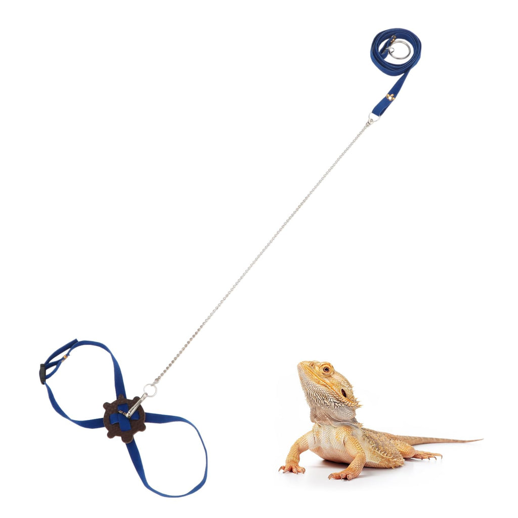 2 Pack Adjustable Reptile Harness and Leash for Lizard Gecko Bearded Dragon Outside Walk (Blue) Blue