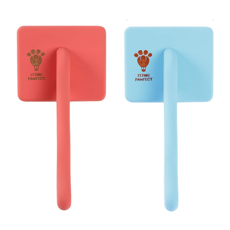 Pet Slicker Brush With Soft Massage Grooming Stainless Steel Pins - For Dematting, Shedding Fur, and Undercoat - Ideal Gift for Professional Pet Groomers - Long Slicker Brush - Flying Pawfect Flat Large (3-Pack) Coral & Baby Blue - PawsPlanet Australia