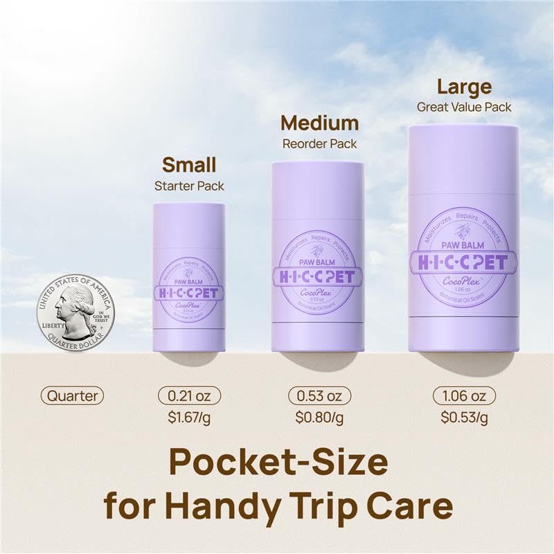 HICC PET Dog Paw Balm 0.21 oz Travel Pack for Dogs & Cats, Soothing Paw Balm Dogs Lick Safe, Moisturizing and Healing Dry Cracked Paws, All-Natural Cat Paw Balm, Improves Rough Paws Relieves Odor 0.21 oz-Travel Pack - PawsPlanet Australia