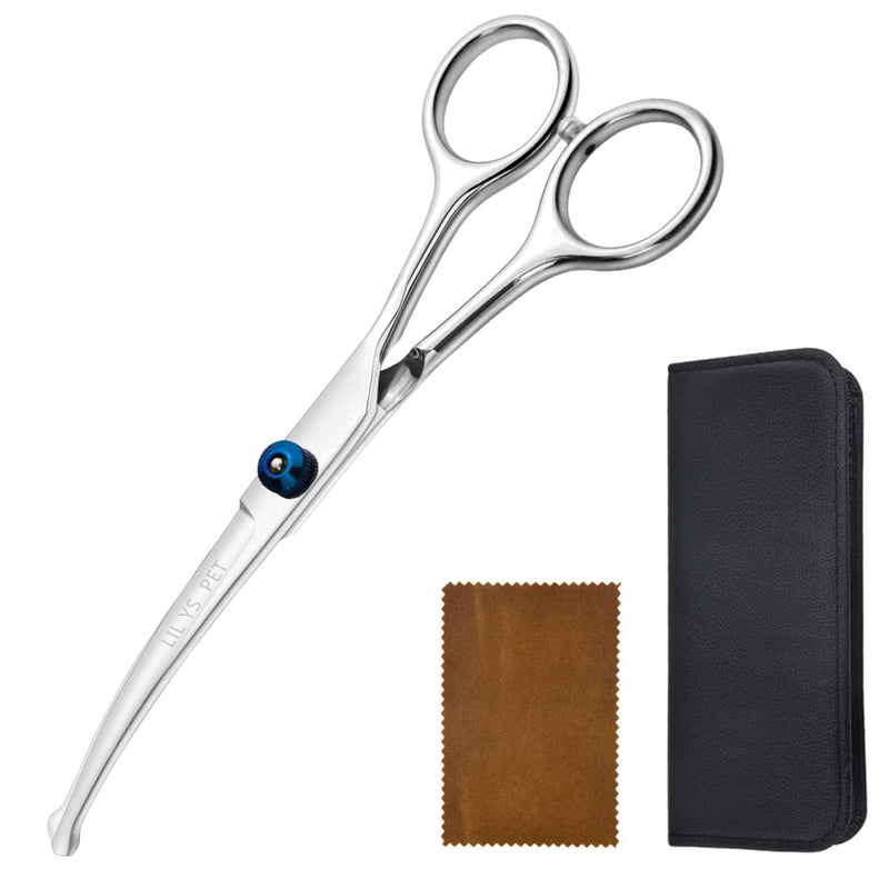 LILYS PET 6.5" Right-handed Pet Round-Tip Grooming Stainless steel Safety Grooming for Dogs and Cats (Curved Scissor) - PawsPlanet Australia