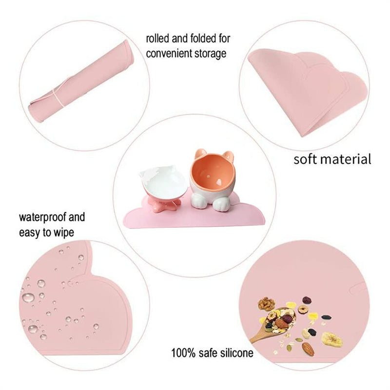 Silicone Dog Cat Bowl Mat, Waterproof Slip Resistant Silicone Pet Feeding Mat with High Lips, Cats and Dogs Food Placemat Tray, Raised Edges to Prevent Water Spills on Floors, Dishwasher Safe Blue - PawsPlanet Australia