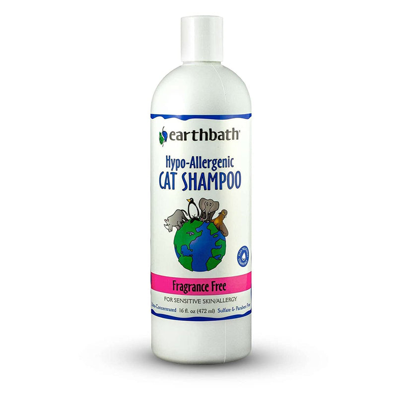 earthbath, Hypoallergenic Cat Shampoo - Fragrance Free Cat Shampoo for Allergies and Itching, Made in USA, Cruelty Free Cat Wash, Gentle & Soothing Kitty Shampoo - 16 Oz (1 Pack)