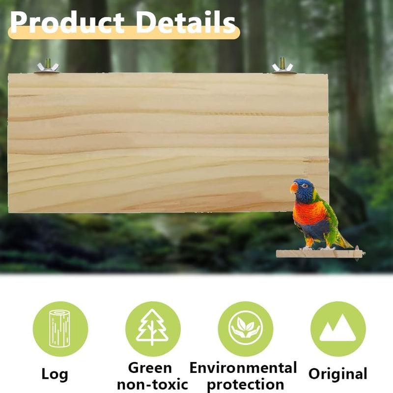 3 Pack Bird Perch Stand 12.4×5.3 Inch- Rectangular Wood Platform Wood Perch Stand Board Shelf for Parrot, Lovebird, Hamster, Guinea Pig, Chinchilla - PawsPlanet Australia