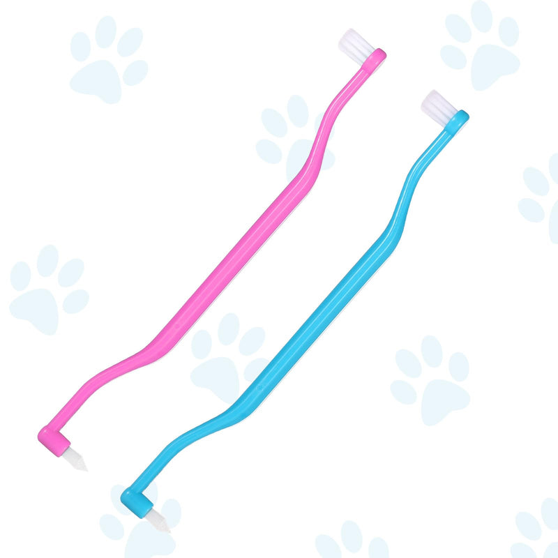 2pcs Dual Sided Cat Toothbrush, Micro Head Kitten Teeth Cleaning Brush with Curved Handle Cat Dental Care Supplies Reduce Plaque Tartar Formation & Bad Breath - PawsPlanet Australia