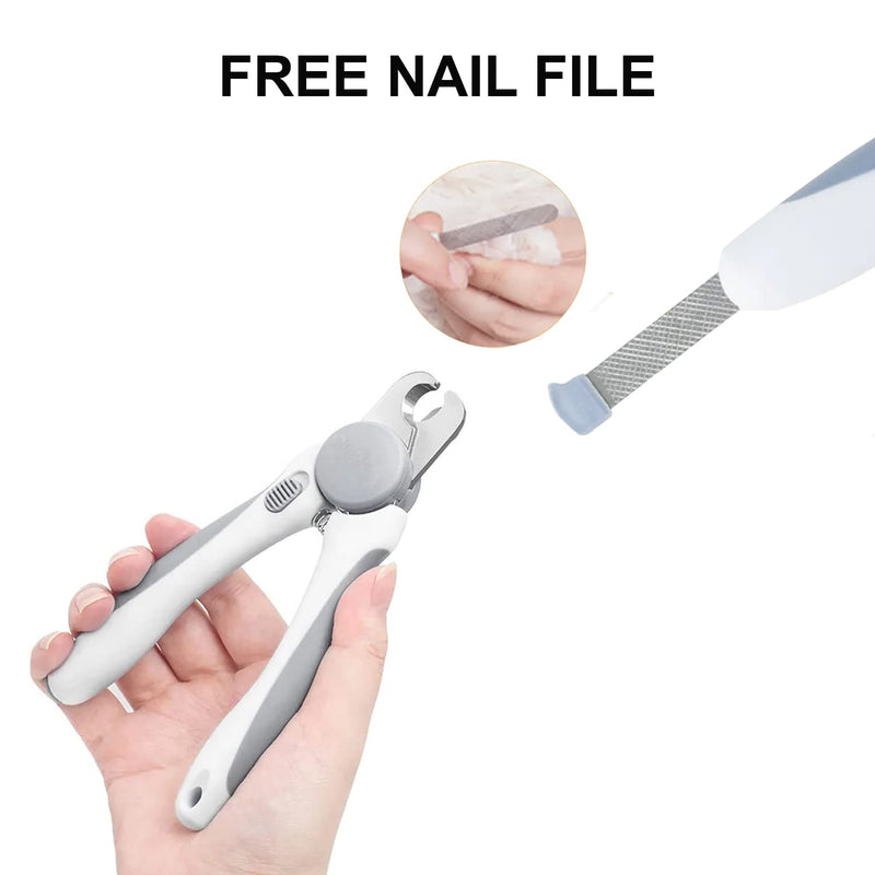 Pet Nail Clipper - Pet Grooming Tool for Nail Clipping and Trimming - Suitable for Dogs and Cats, Equipped with a Safety Guard and Razor Sharp Blade for Precision - plus a Bonus Free Nail File (Gray) - PawsPlanet Australia