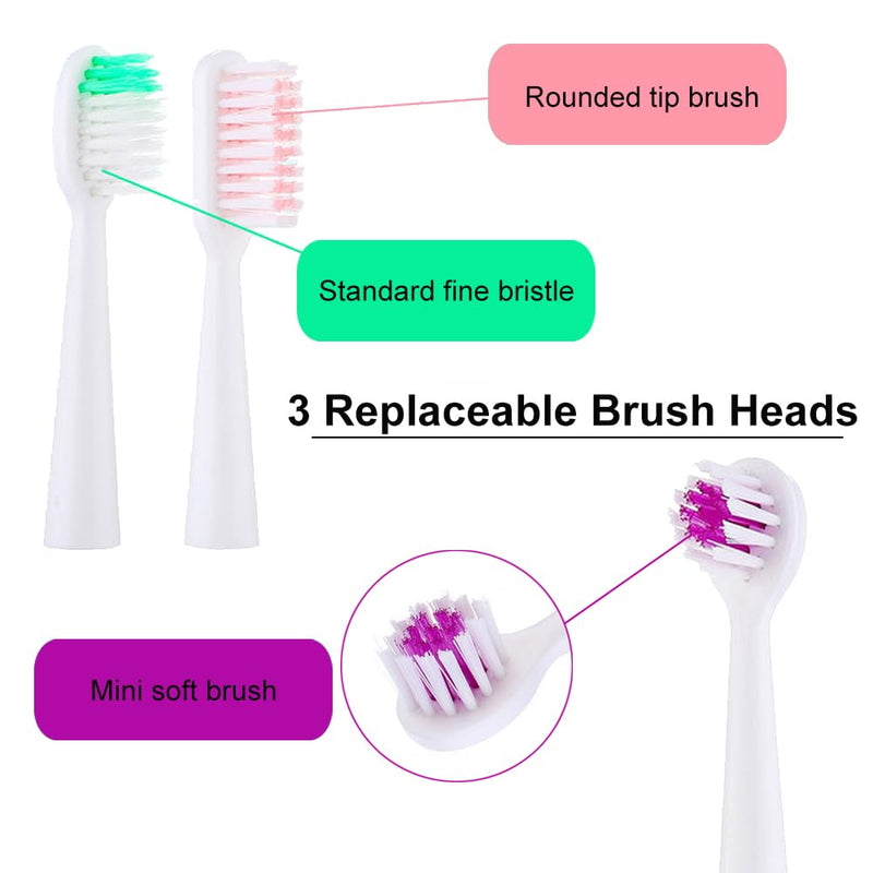 Electric Toothbrush for Dogs, 3 Replaceable Brush Heads for Pet Dental Care | AA battery powered, soft bristles, remove plaque & tartar, dog teeth cleaning brush