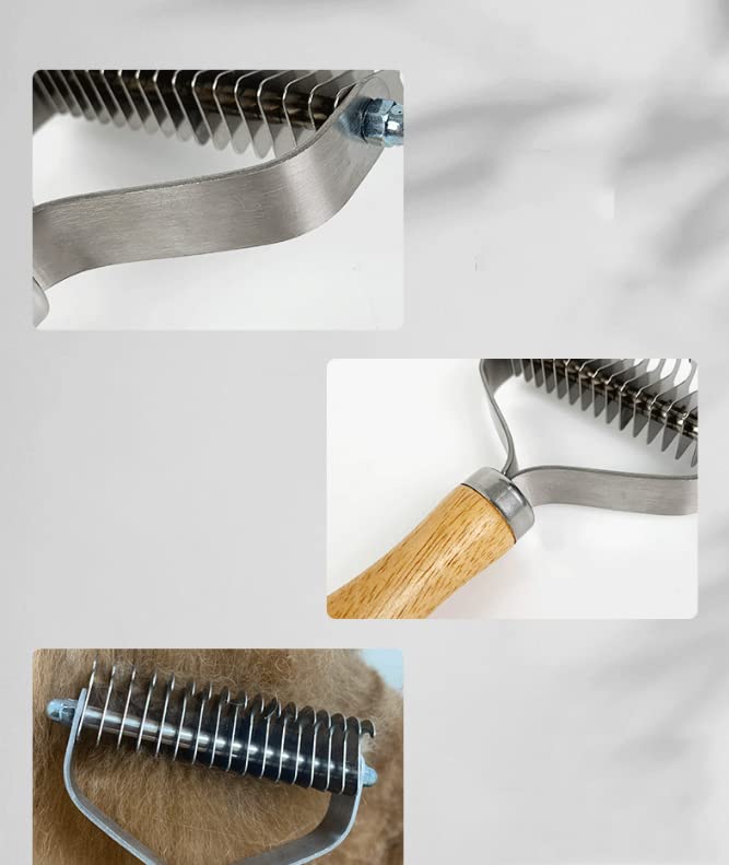 Pet Hair Removal Comb Solid Wood Metal Pet Brush Bilateral Grooming Tool Matting And Grooming Of Tangled Hairs For Cats, Large Dogs, Small Dogs - PawsPlanet Australia
