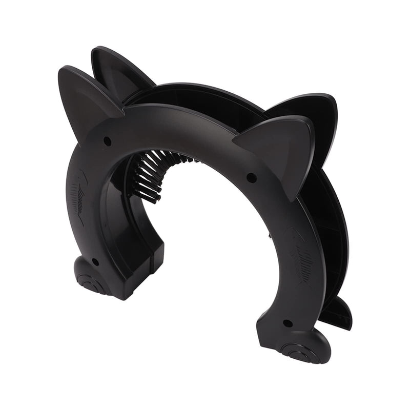 Black Interior Cat Door, Cat Door for Interior Door with Grooming Brush, 8.9x10.4 inches, Cats Black