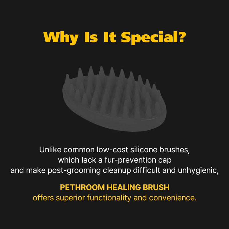 [PETHROOM] Premium Healing Silicone Grooming Brush | Safe and Gentle Deshidding Tool for Cats and Dogs | Durable and Portable Pet Brush for Long, Short, or Tangled Fur | Soft Massage Detangler - PawsPlanet Australia