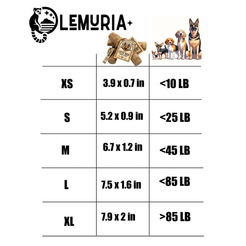 LEMURIA Coffee Wood Dog Chew Stick Toy, Natural Durable Real Wooden Bone Sticks for Dogs, Safe Dental Cleaning Chews for Teething Puppy, Stress Relief Toys for Large Dogs (Large) - PawsPlanet Australia